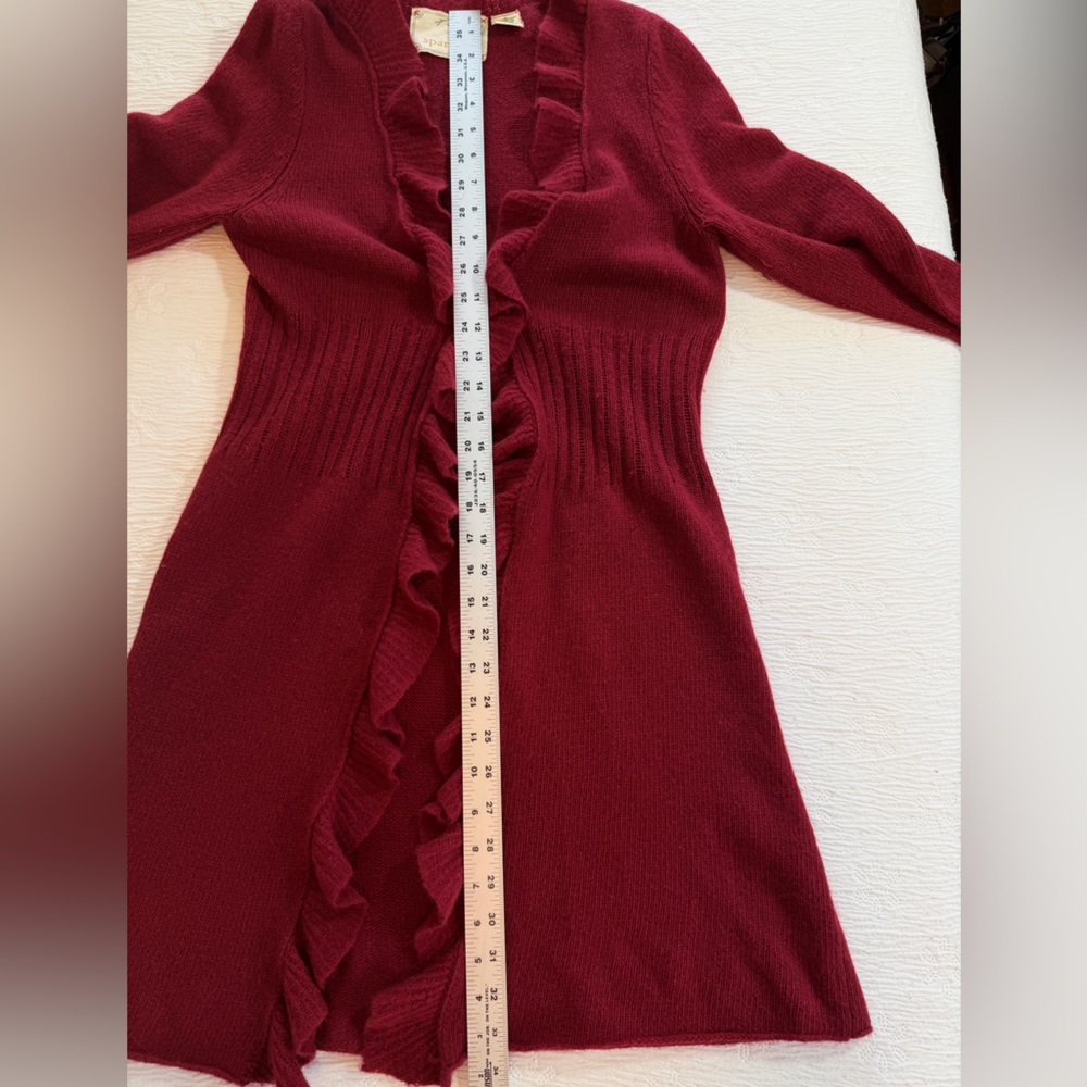 Sparrow Anthropologie Cardigan Sweater burgundy size S long duster - Picture 9 of 10